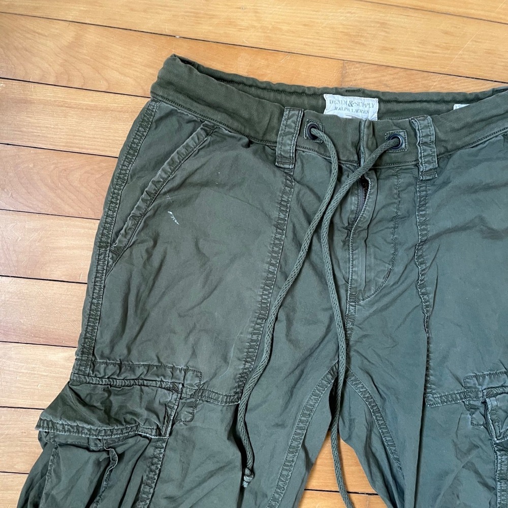 Denim & Supply Ralph Lauren Mens Green Cargo Pants Camo 32x32 Paint Splatter